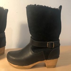 Sven Black Shearling Clog Boot w/Bendable Base